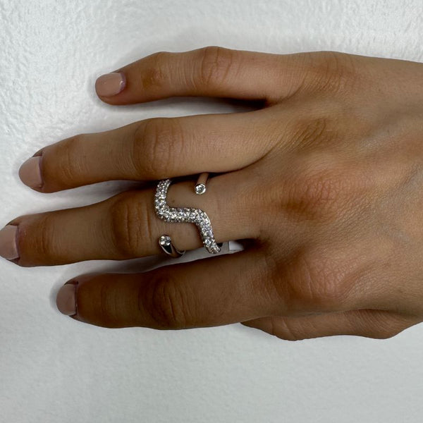 18K White Gold Open Wrap Diamond Rings