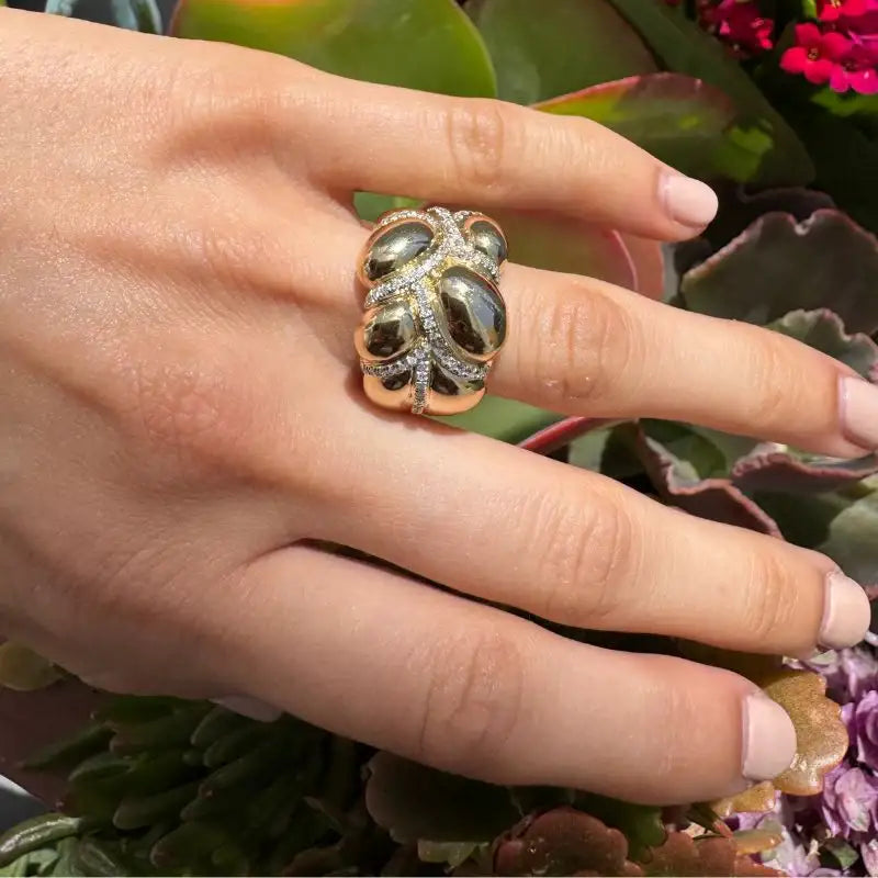 Cascade Braid 14K Yellow Gold & Diamond Rings