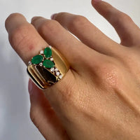 Emerald & Diamond Cascade with 14K Yellow Gold Cuff Ring