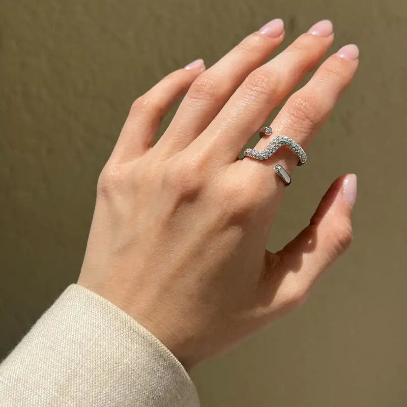 18K White Gold Open Wrap Diamond Rings