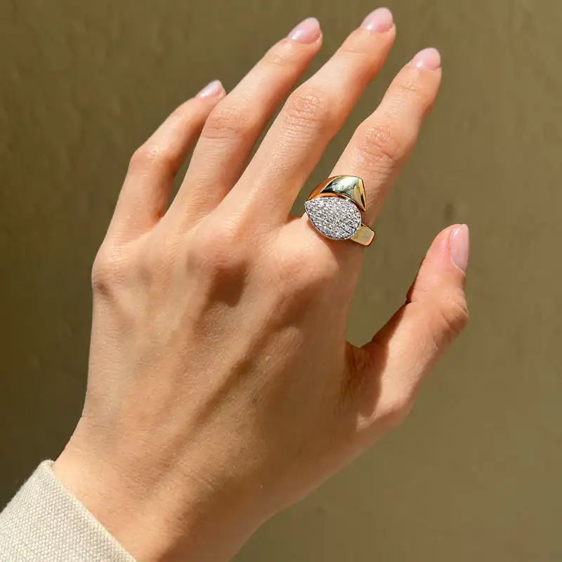 14K Yellow Gold Wrapped & Drop Diamond Rings