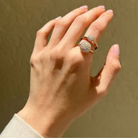 14K Yellow Gold & Double Circle Diamond Rings