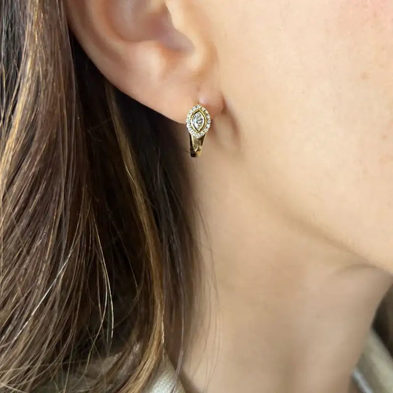 14K Yellow Gold & Diamond Eye Stud Earrings