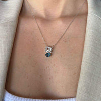 Set Blue Topaz & Quartz on White Gold Necklace & Earrings