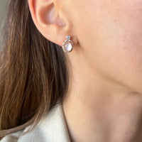 Set Pink Mother of Pearl on Rose Gold Necklace & Earrings