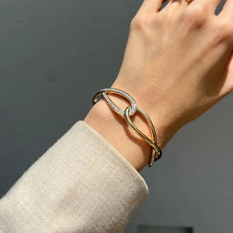 14K Yellow Gold & Diamond Hinged Knot Bracelets