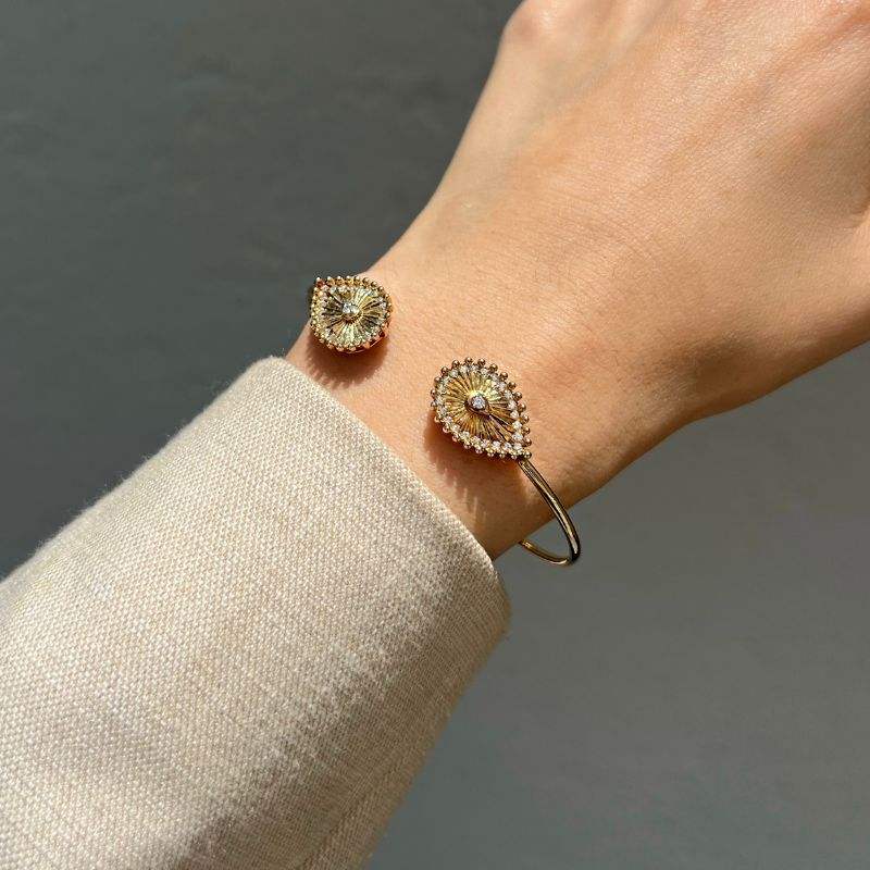 14K Yellow Gold Open Oval Flute Bracelet