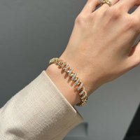 Stretched 14K Yellow Gold with Diamond Bangle