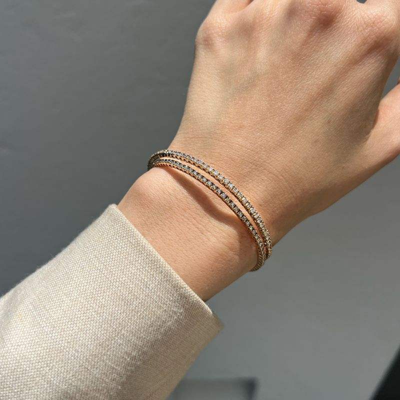 Stretchy Tennis Gold & Diamonds Bracelet