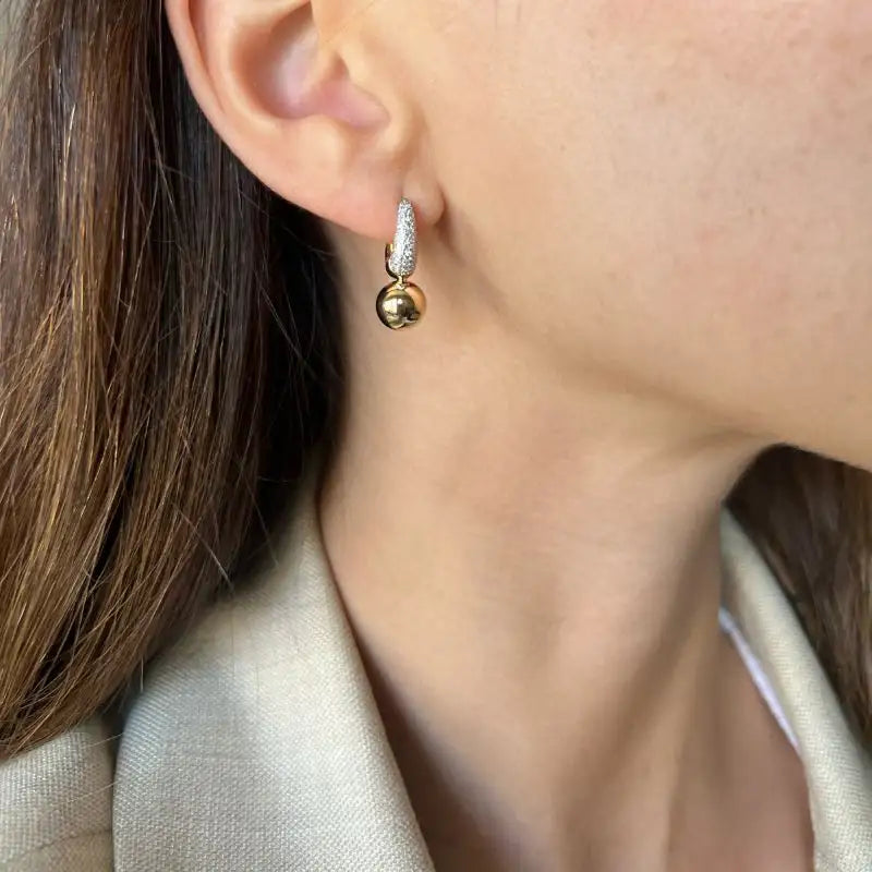 14K Yellow & White Gold with Diamond Teardrop Earrings