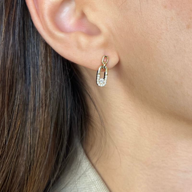 Set Central Diamond on 14K Yellow Gold Earrings & Necklace