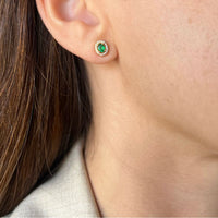 Set Oval Emerald with Circled Diamonds Necklace & Earrings