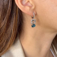 Set Blue Topaz & Quartz on White Gold Necklace & Earrings