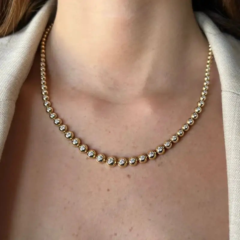 14K Yellow Gold & Diamonds Necklace