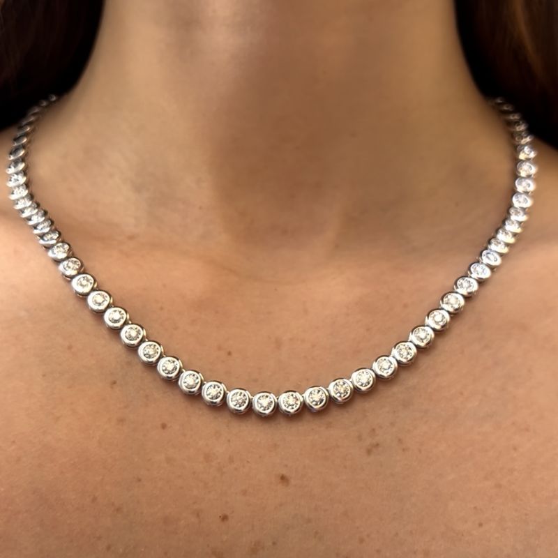 14K White Gold & Diamonds Necklace