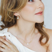 14K Yellow Gold Beads with Diamond Circled Necklaces