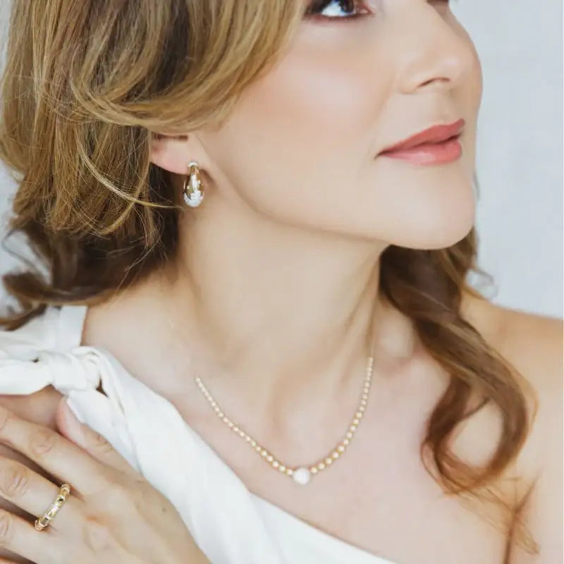 14K Yellow Gold Beads with Diamond Circled Necklaces