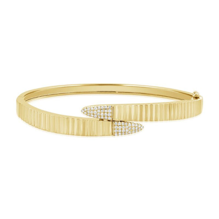 14K Yellow Gold & Diamond Arrow Bangle Bracelets