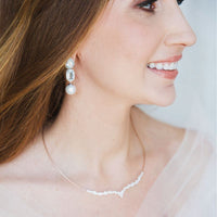 Double Aquamarine & Pearl Earrings