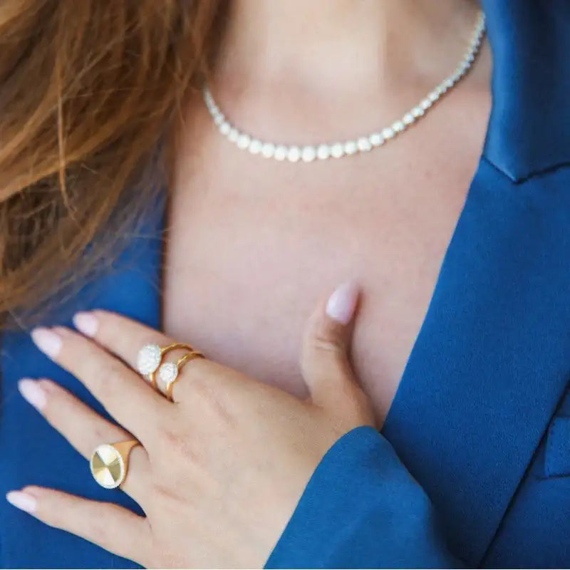 14K Yellow Gold Flute Oval Diamond Rings