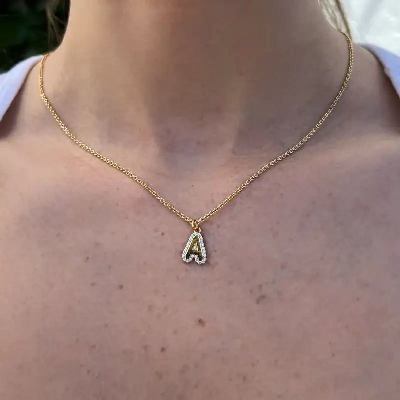 Letter Pendant on 14K Yellow Gold Necklaces