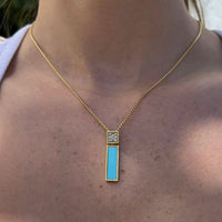 Set Squared Turquoise with Diamond Necklace & Earrings