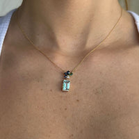 Set Blue Topaz with Tsavorite & Sapphire Flower Necklace & Earrings