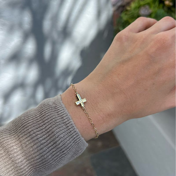 14K Yellow Gold with Cross in Bracelets