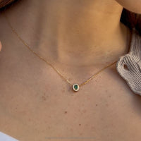 Set Oval Emerald with Circled Diamonds Necklace & Earrings