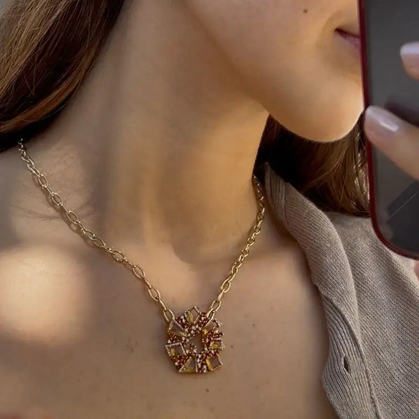 Set Citrine & Diamonds Necklace & Earrings