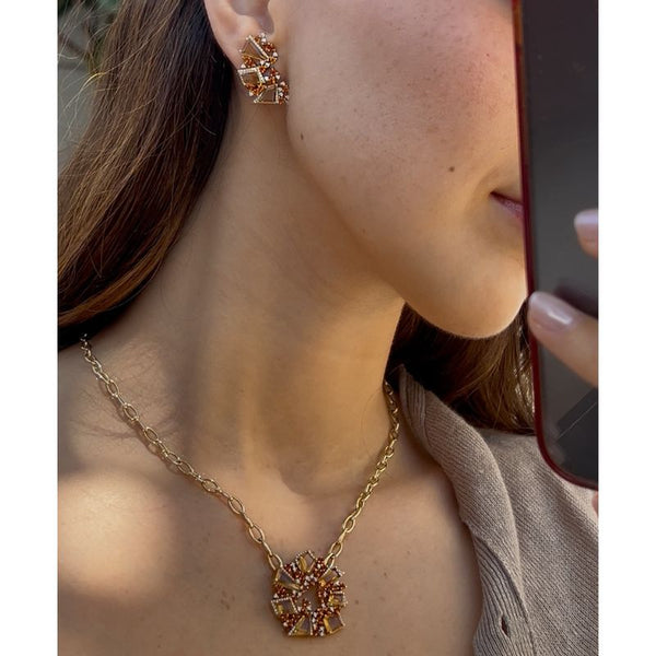 Set Citrine & Diamonds Necklace & Earrings