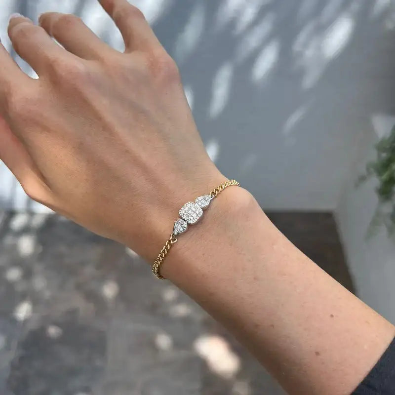Diamond Baguette & Cuban Chain Bracelet
