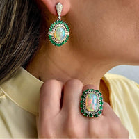 Emerald & Opal with Diamond Ring
