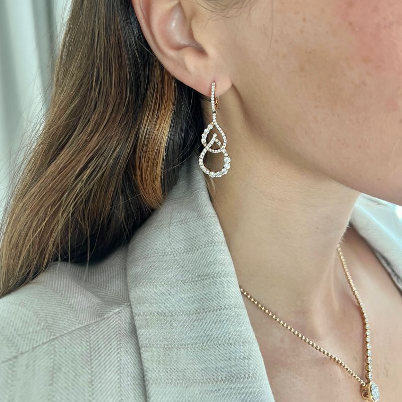 14K Yellow Gold Diamond Double Drop Earrings