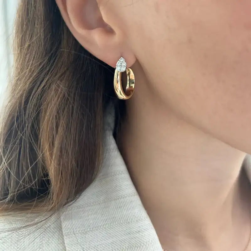 Top Diamond Drop & Gold Hoop Earrings