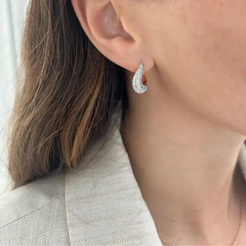 Diamond & Gold Curved Hoop Earrings