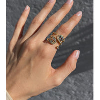 14K Yellow Gold Sapphire & Diamond Spiral Ring