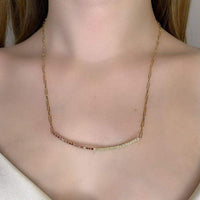Half Ruby & Half Diamond Paperclip Necklace
