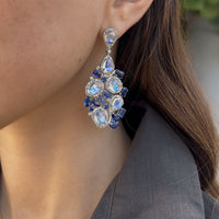 Moonstones & Kyanite with Diamonds Earrings