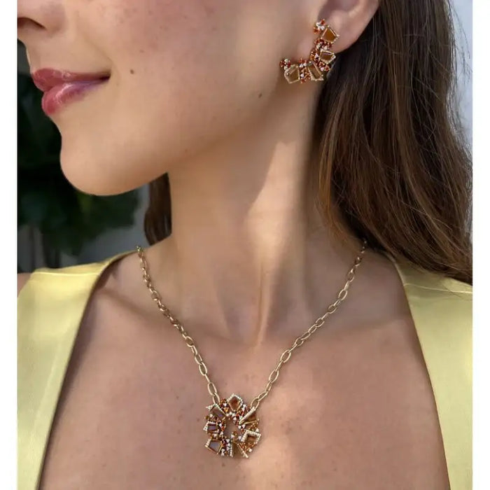 Set Citrine & Diamonds Necklace & Earrings