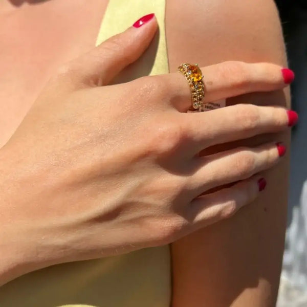 Citrine & White Topaz in 14K Yellow Gold Ring