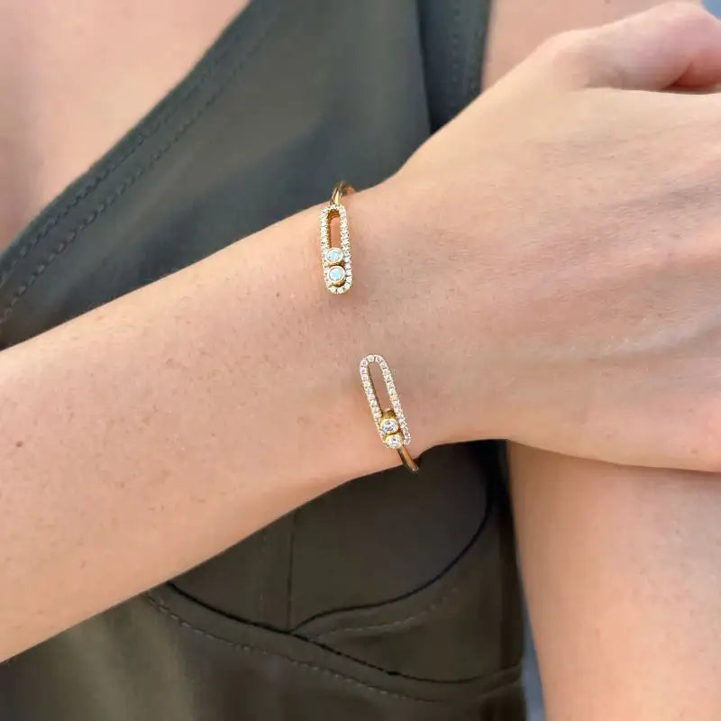 Cuff with Moving Diamonds Bracelets