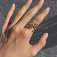 14K Yellow Gold Sapphire & Diamond Spiral Ring