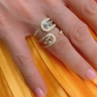 14K Yellow Gold Sapphire & Diamond Spiral Ring