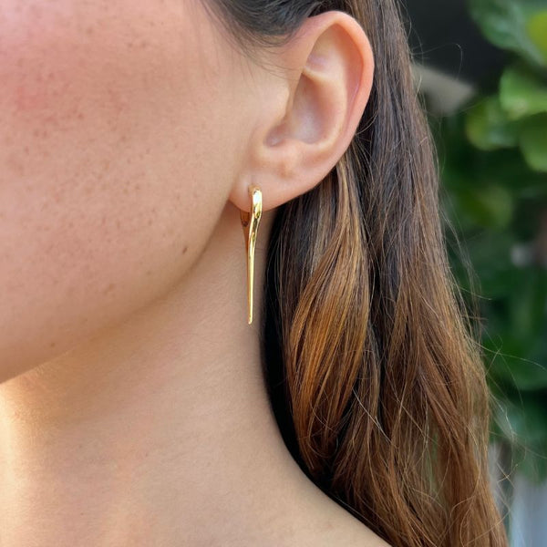 14K Yellow Gold Spike Earrings