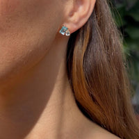 Sky Blue & White Topaz Stud Earrings