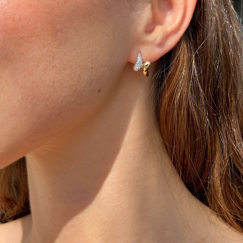 14K Yellow Gold & Diamond Double Drop Earrings