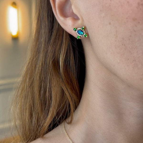 Boulder Stone and Diamonds Quad Studs