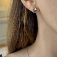 Blue Sapphire & White Topaz Stud Earrings