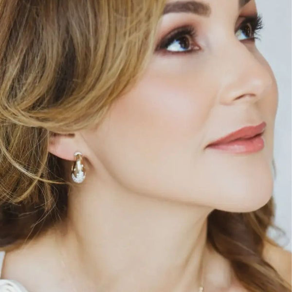 14K Yellow Gold & Diamond Bean Drop Earrings